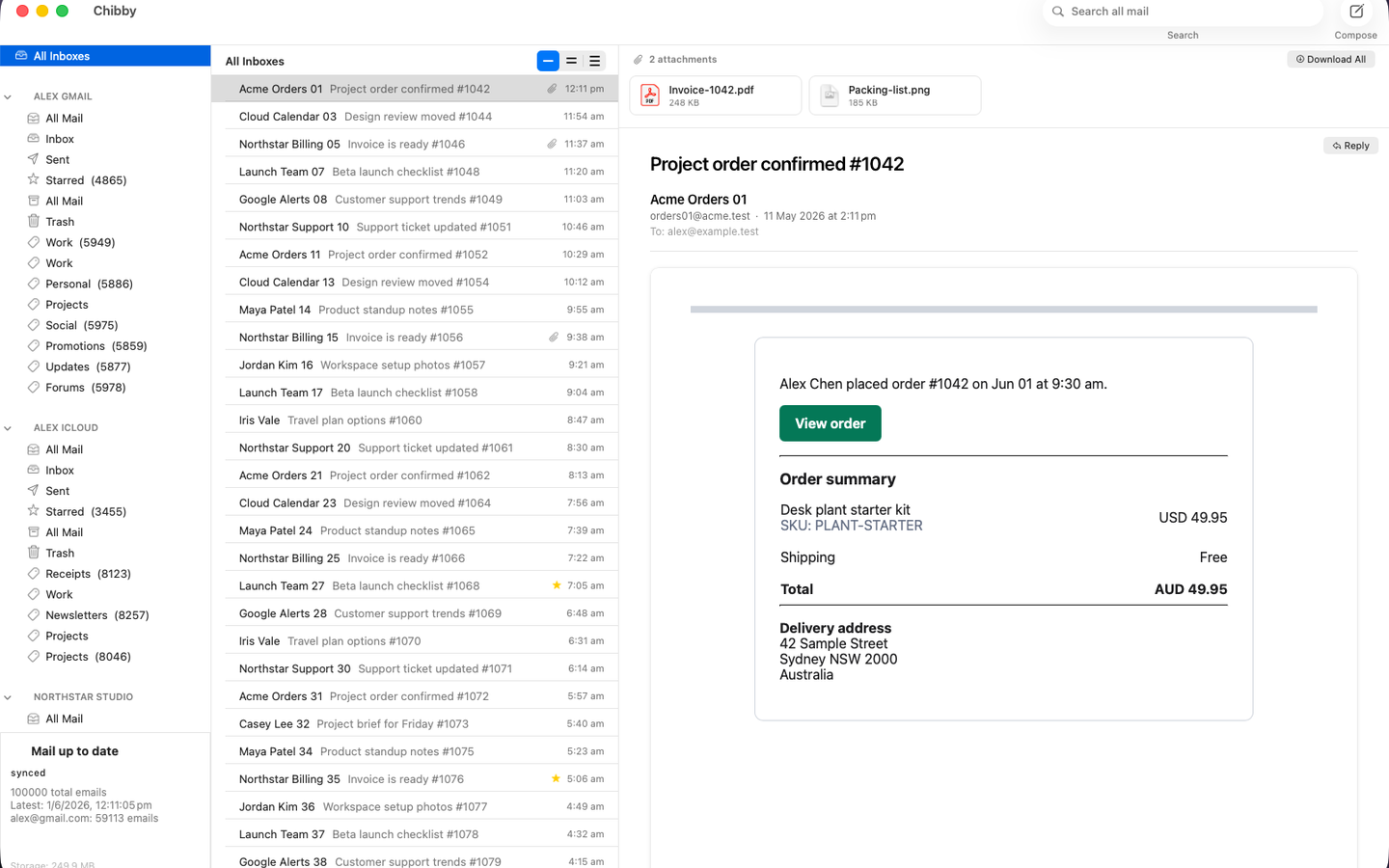 All inboxes screenshot