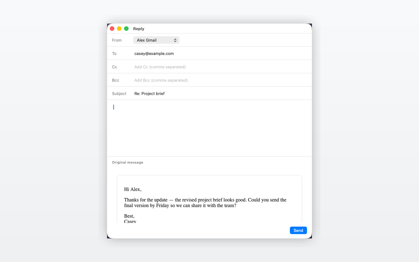 Compose reply screenshot